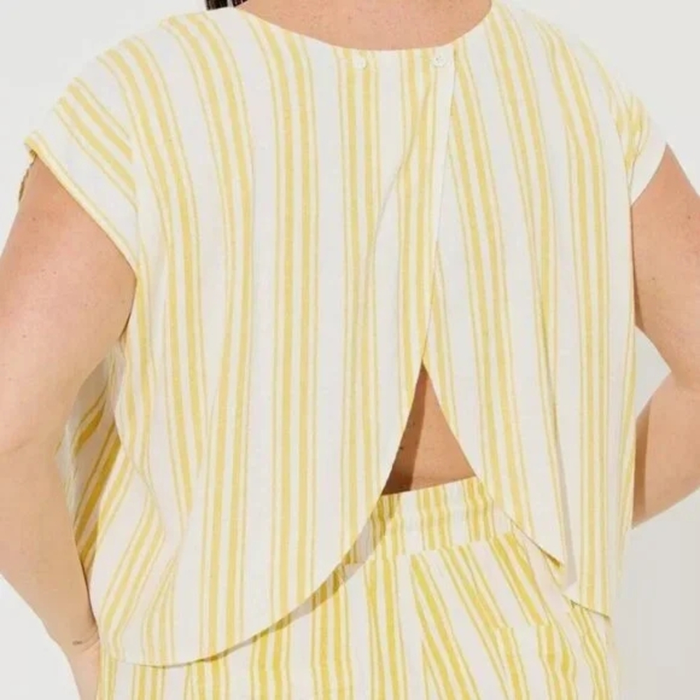 Torrid Yellow and White Striped Blouse - Picture 4 of 5